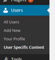 User specific content settings