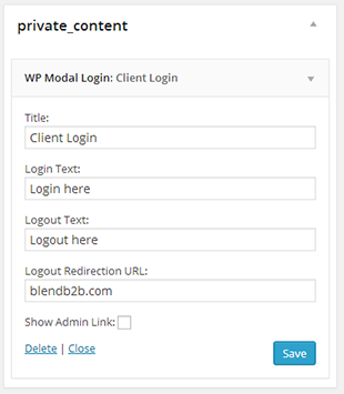 Modal login sidebar 310pxw