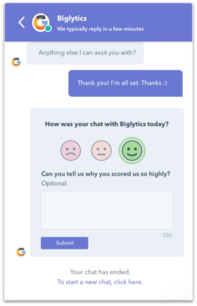 HubSpot Service Hub - post chat feedback