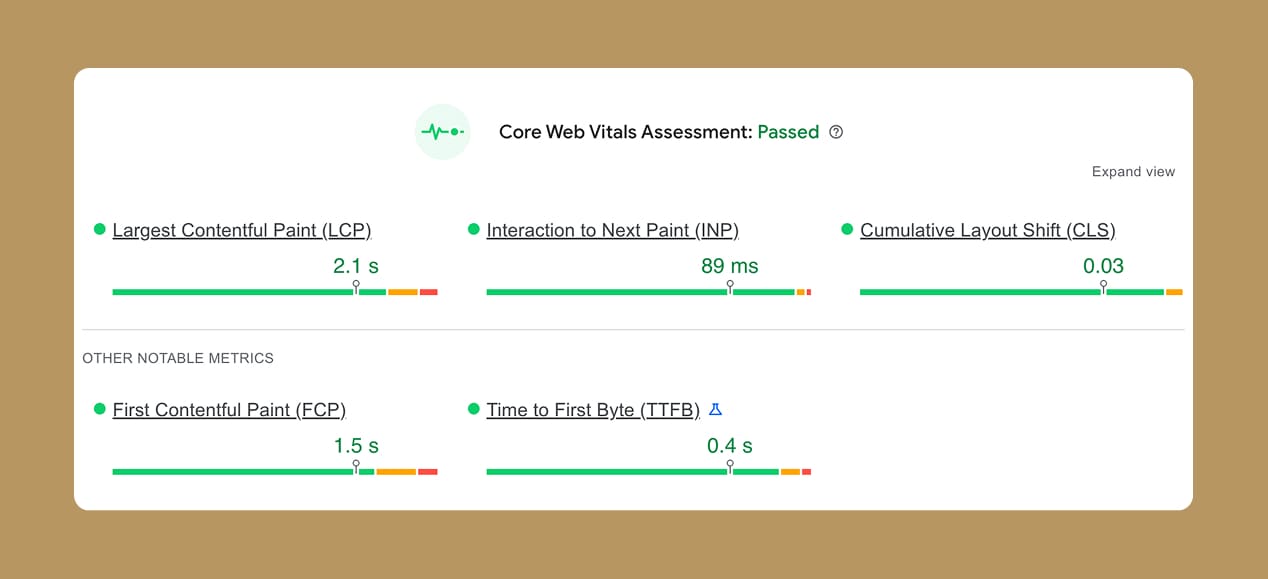 Alchemy core web vitals