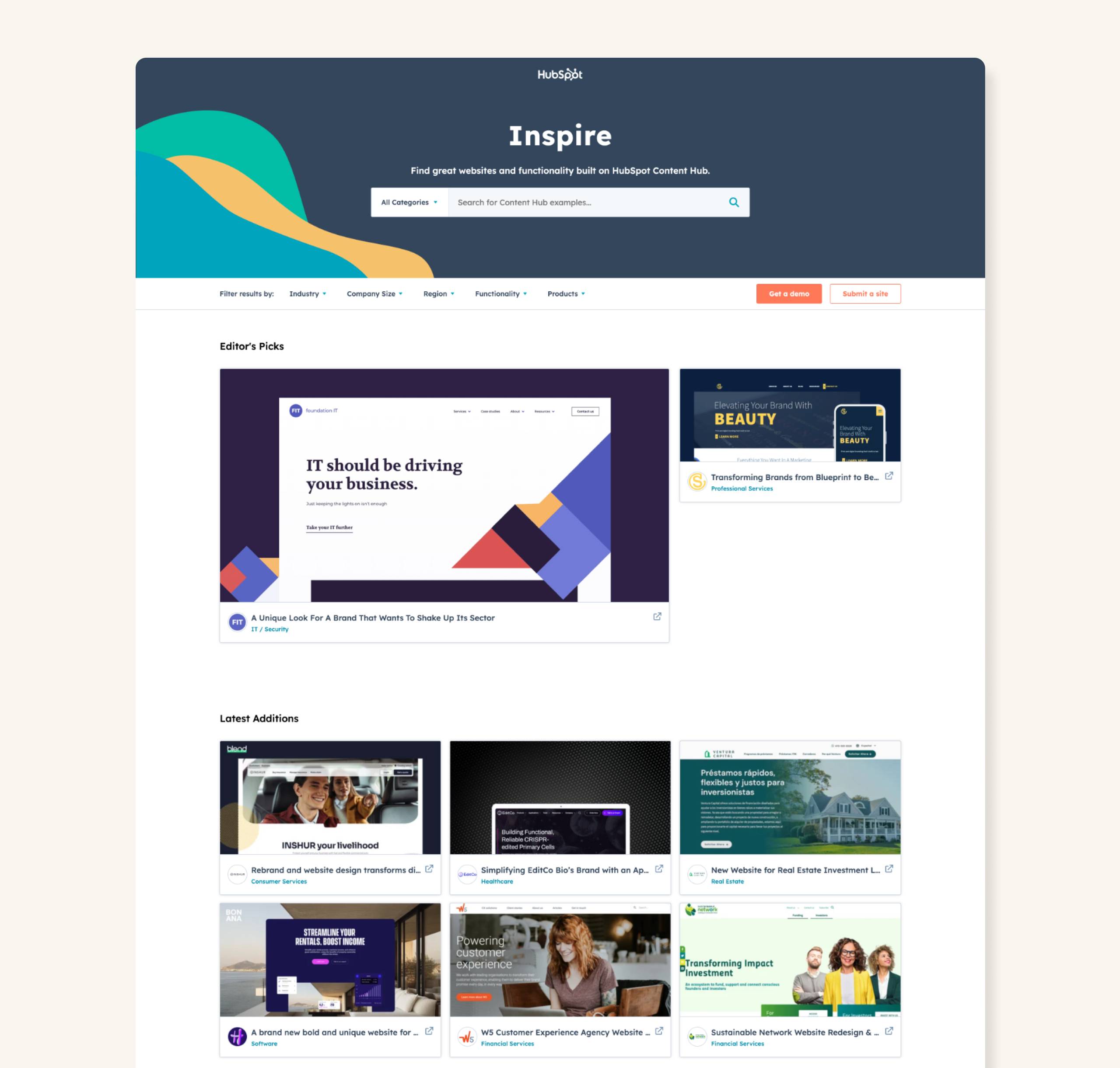 HubSpot Inspire Gallery old site