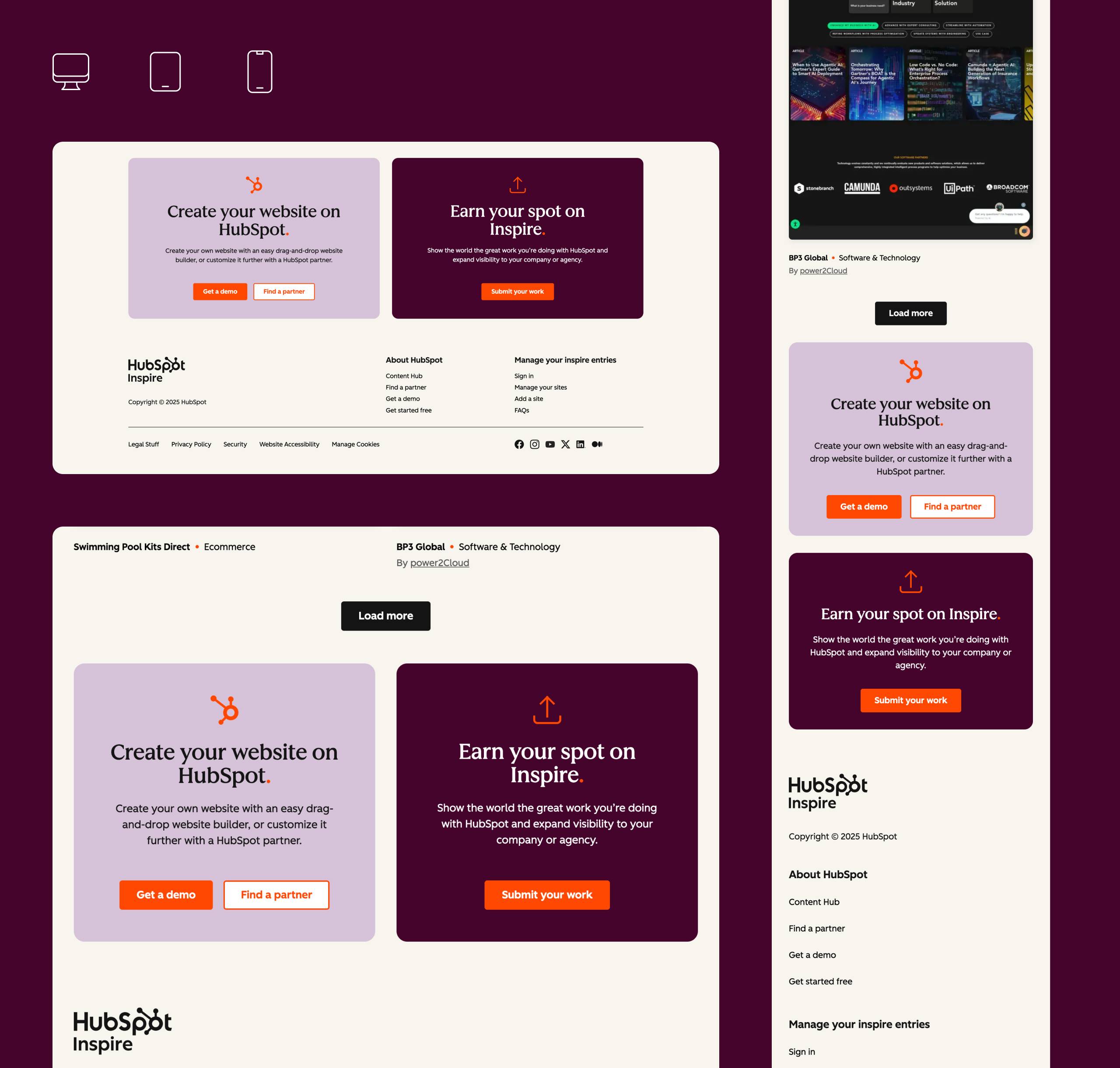 HubSpot Inspire Gallery responsive showcase