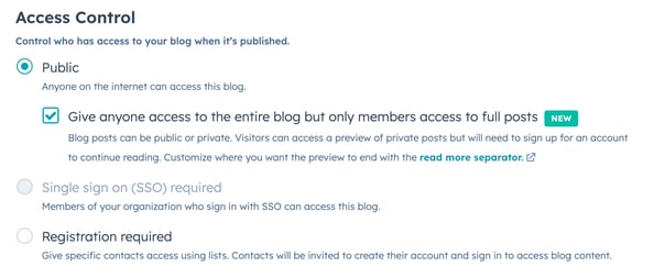 HubSpot Content Hub feature - member blogs