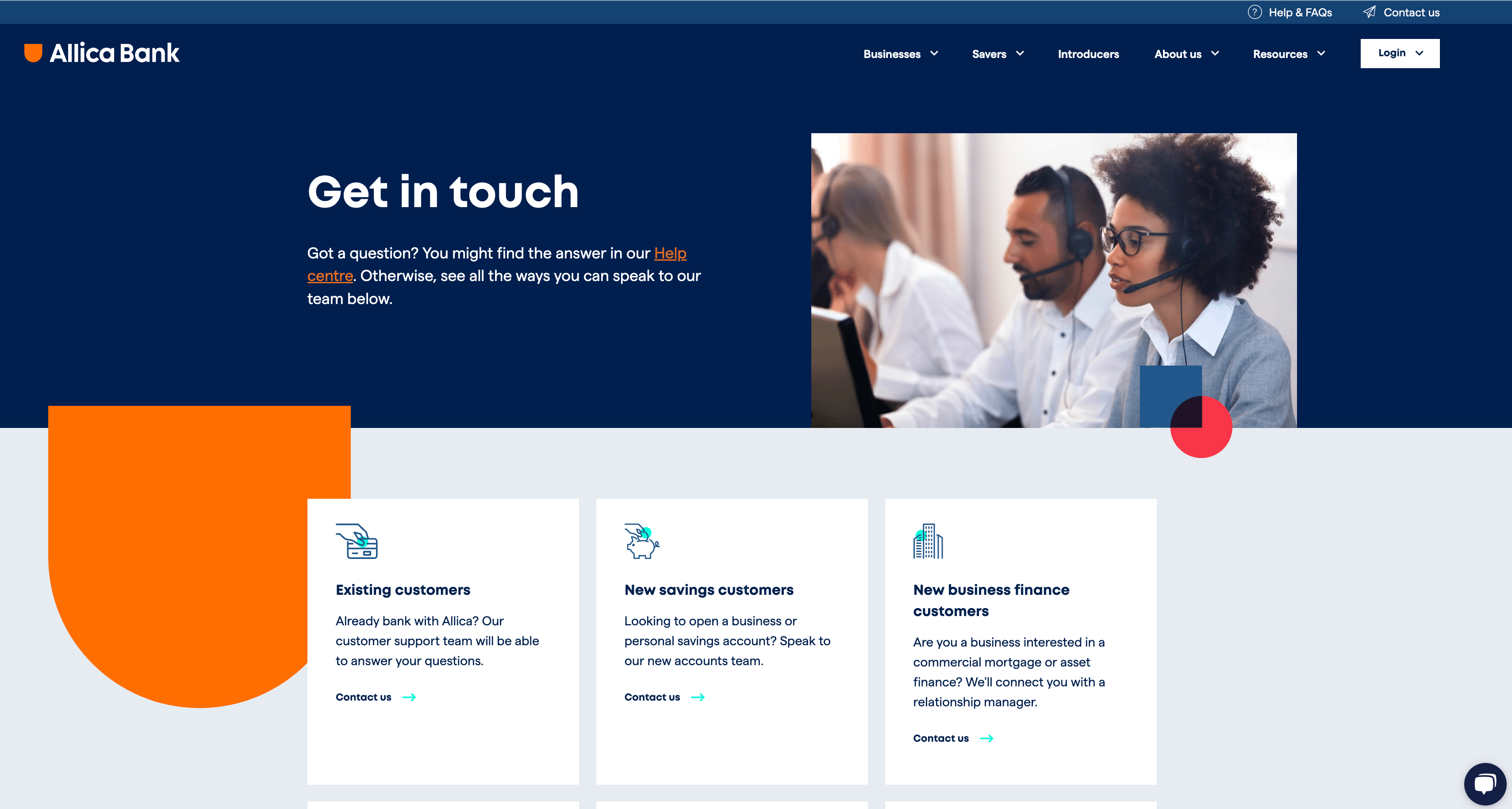allica bank contact page design-min