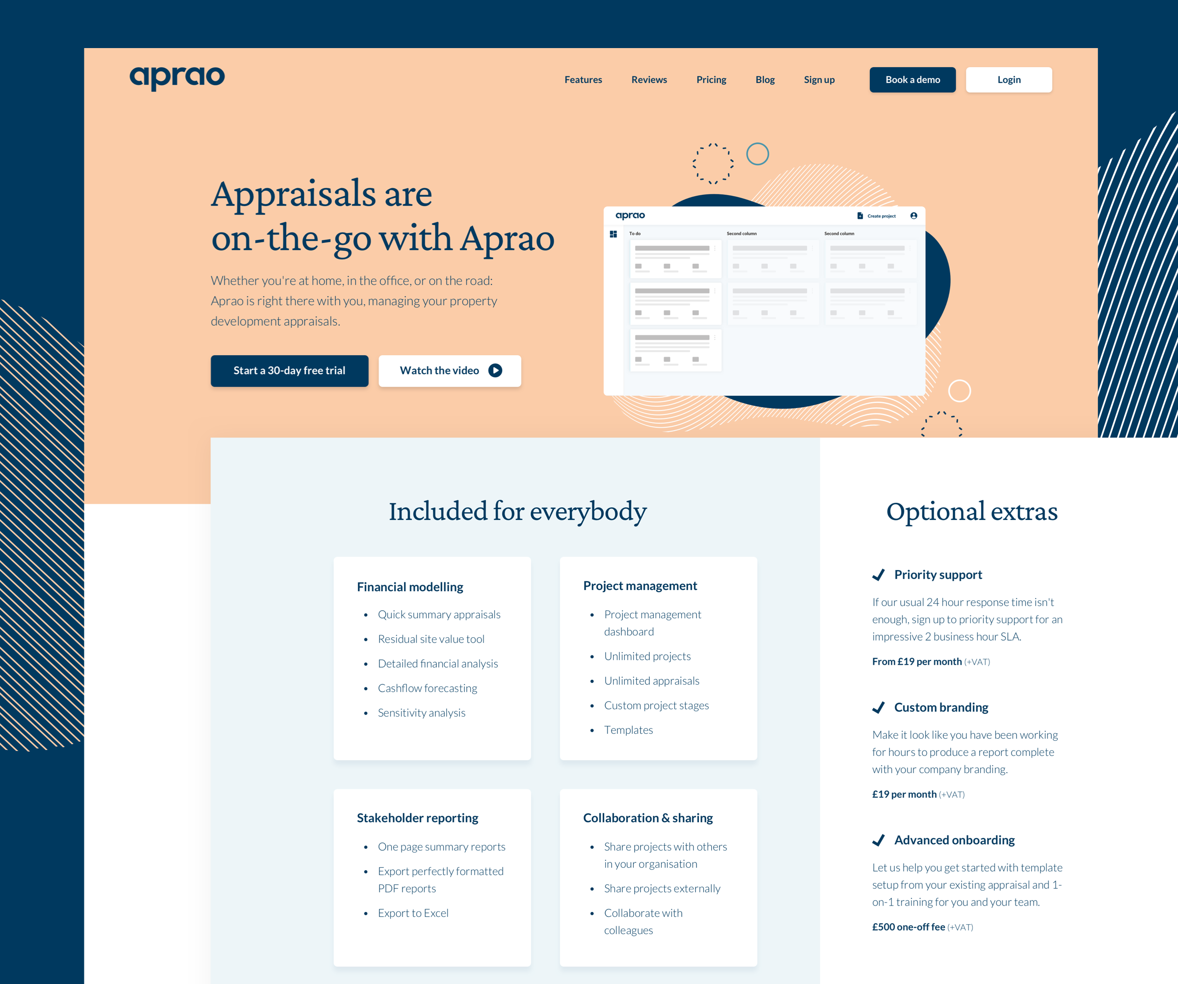 Aprao homepage & cards section 