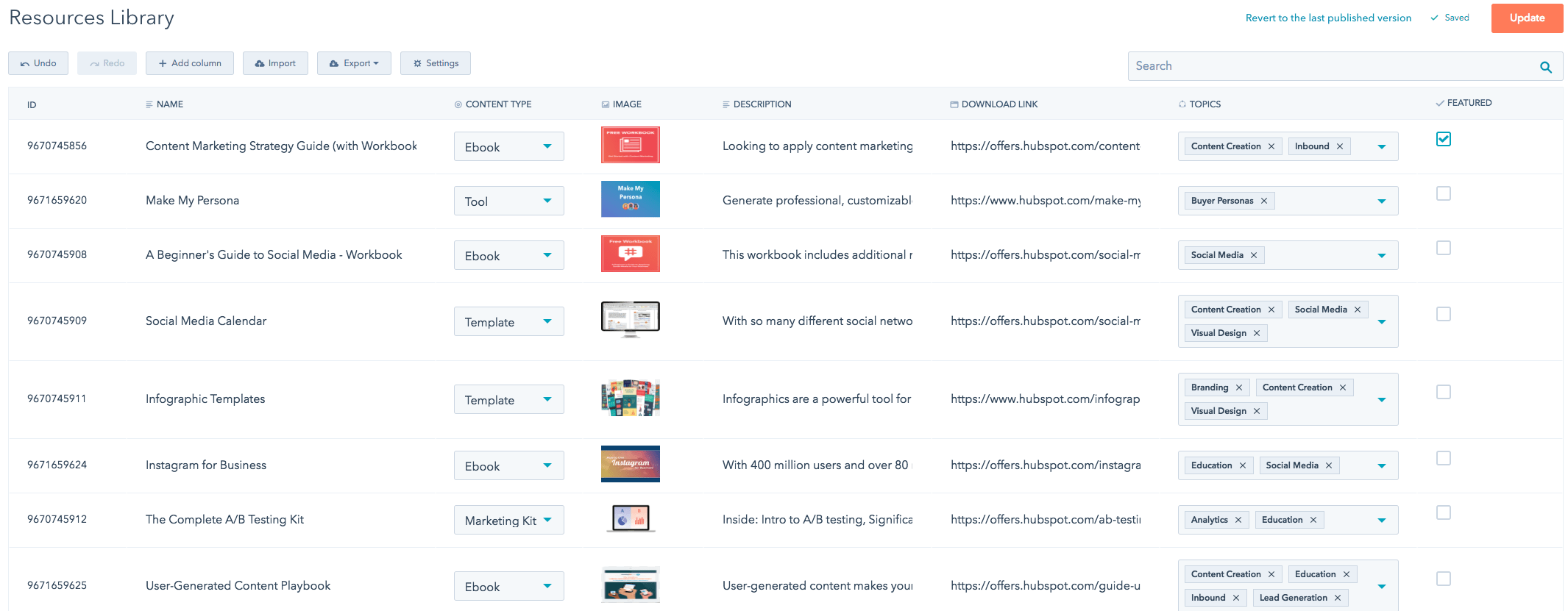 screenshot of HubSpot's resources library that's built using HubDB