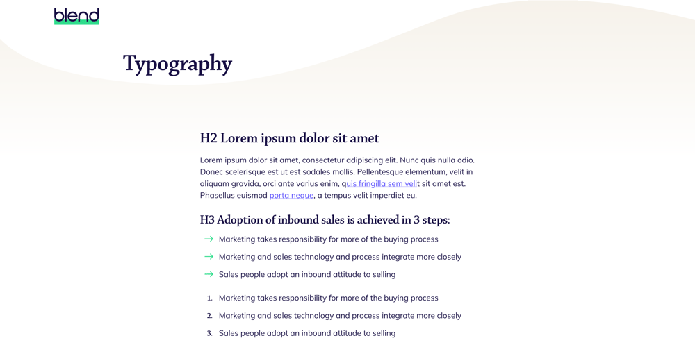 example of a website typography page