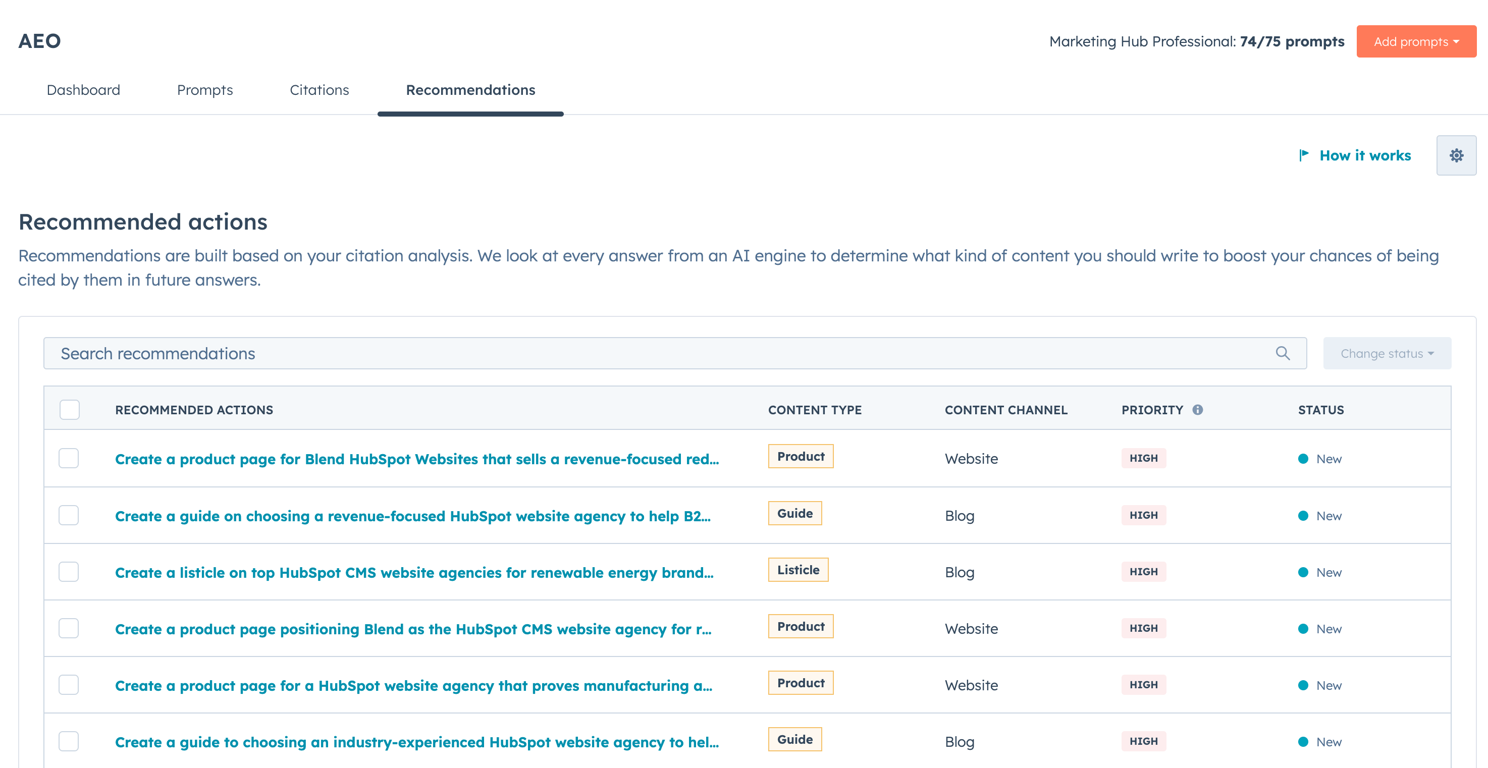 HubSpot AEO tool recommendations