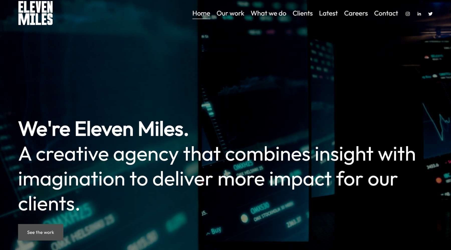 Eleven Miles digital marketing agency homepage