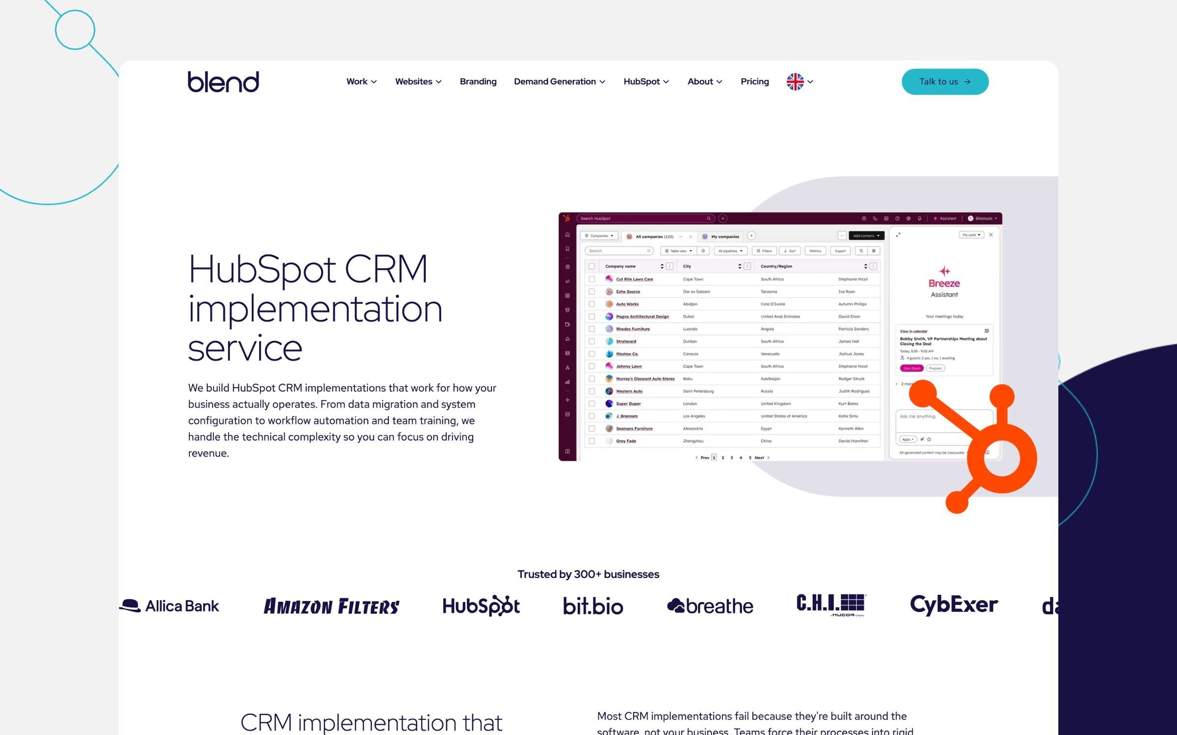 Blend hubspot crm implementation partner