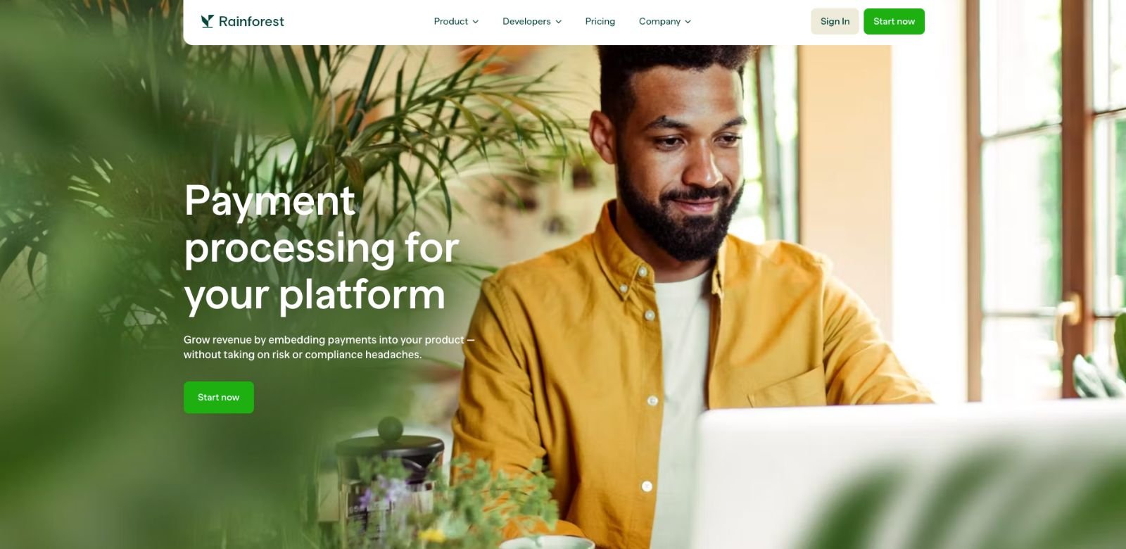 Rainforest Pay's engaging SaaS homepage