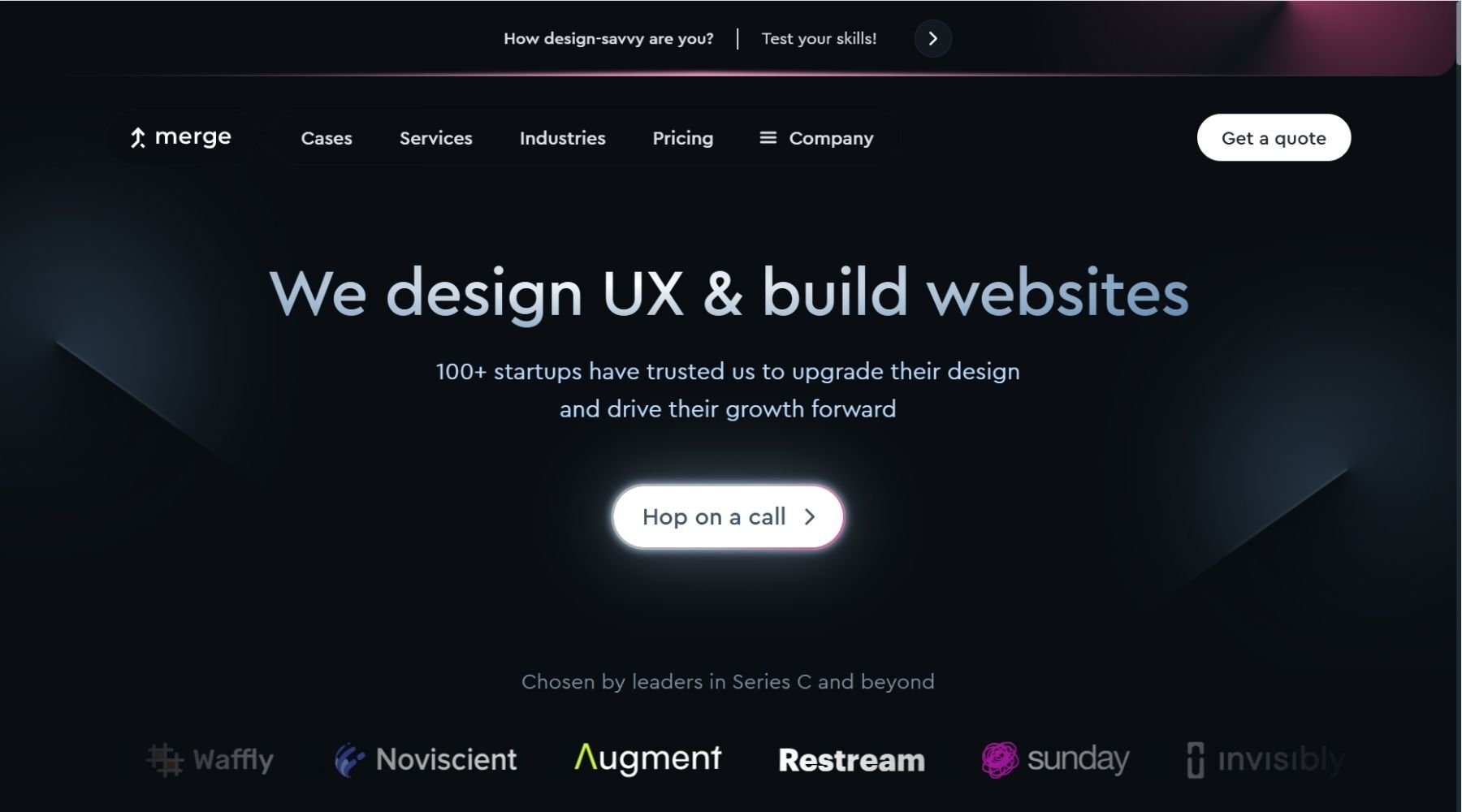 Merge SaaS web design agency homepage