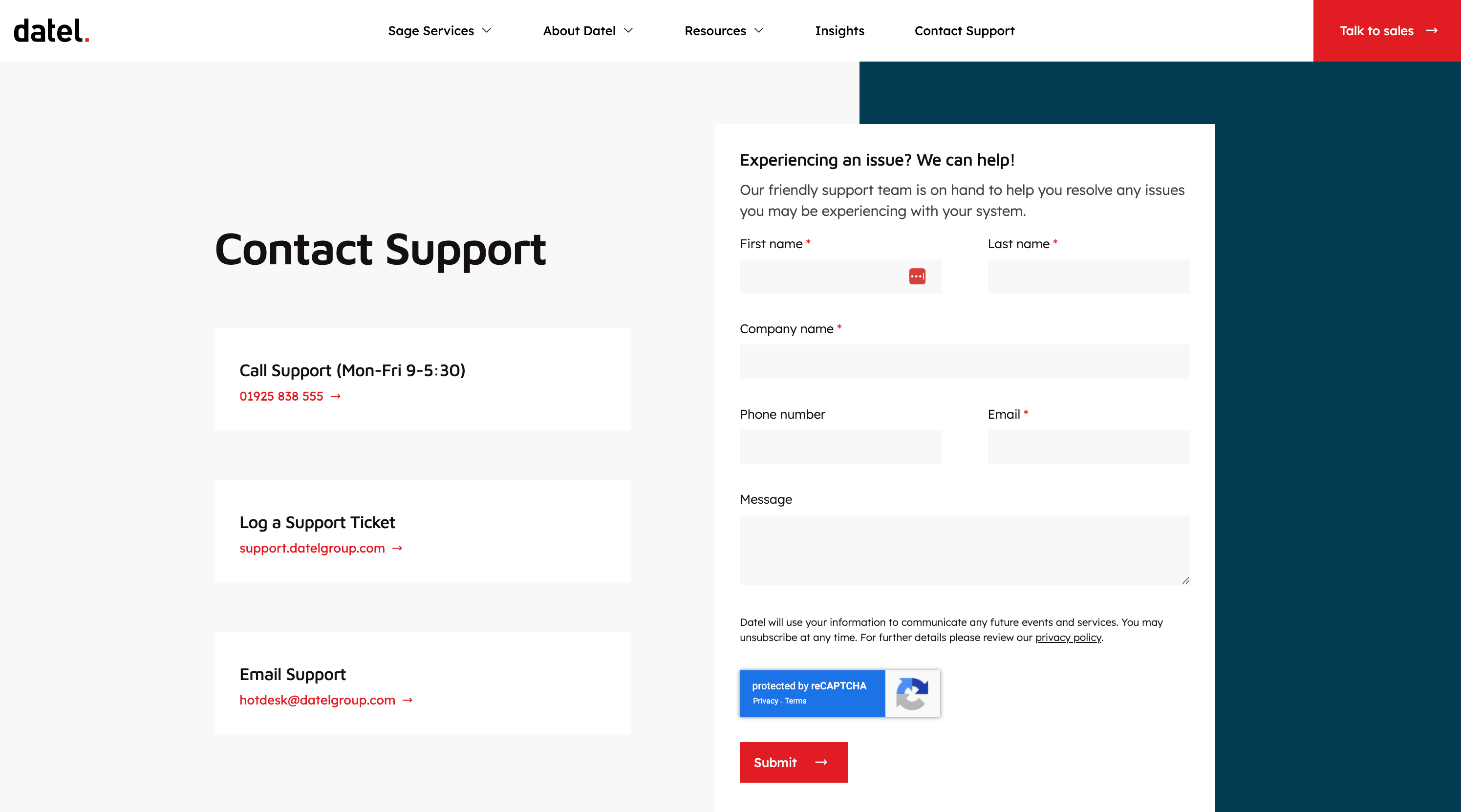 datel contact support page-min