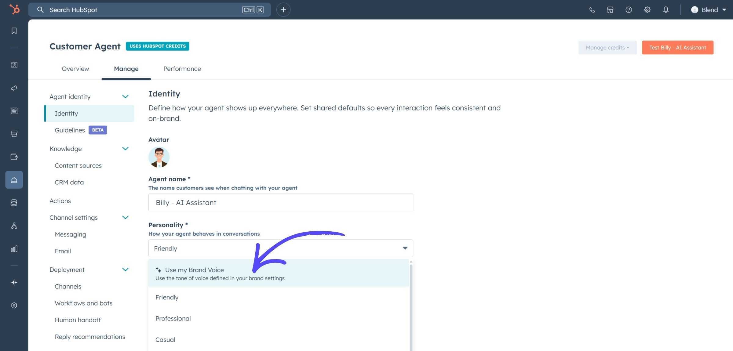 Customer agent identity