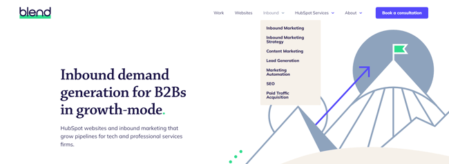 How to Build a Lead Generation Website - Blend's Homepage Navigation