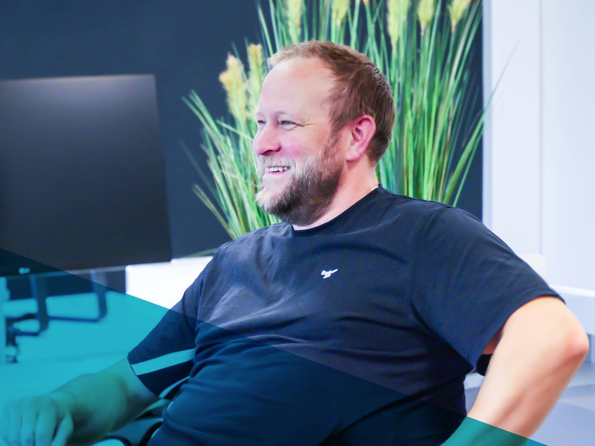 Mike at desk
