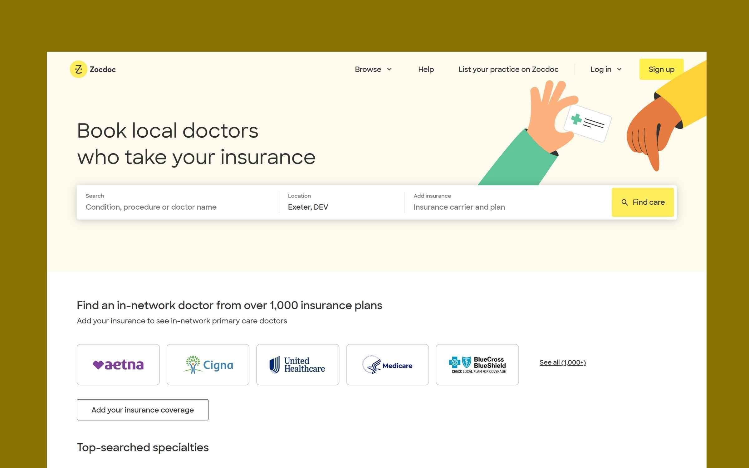 zocdoc-healthcare-website
